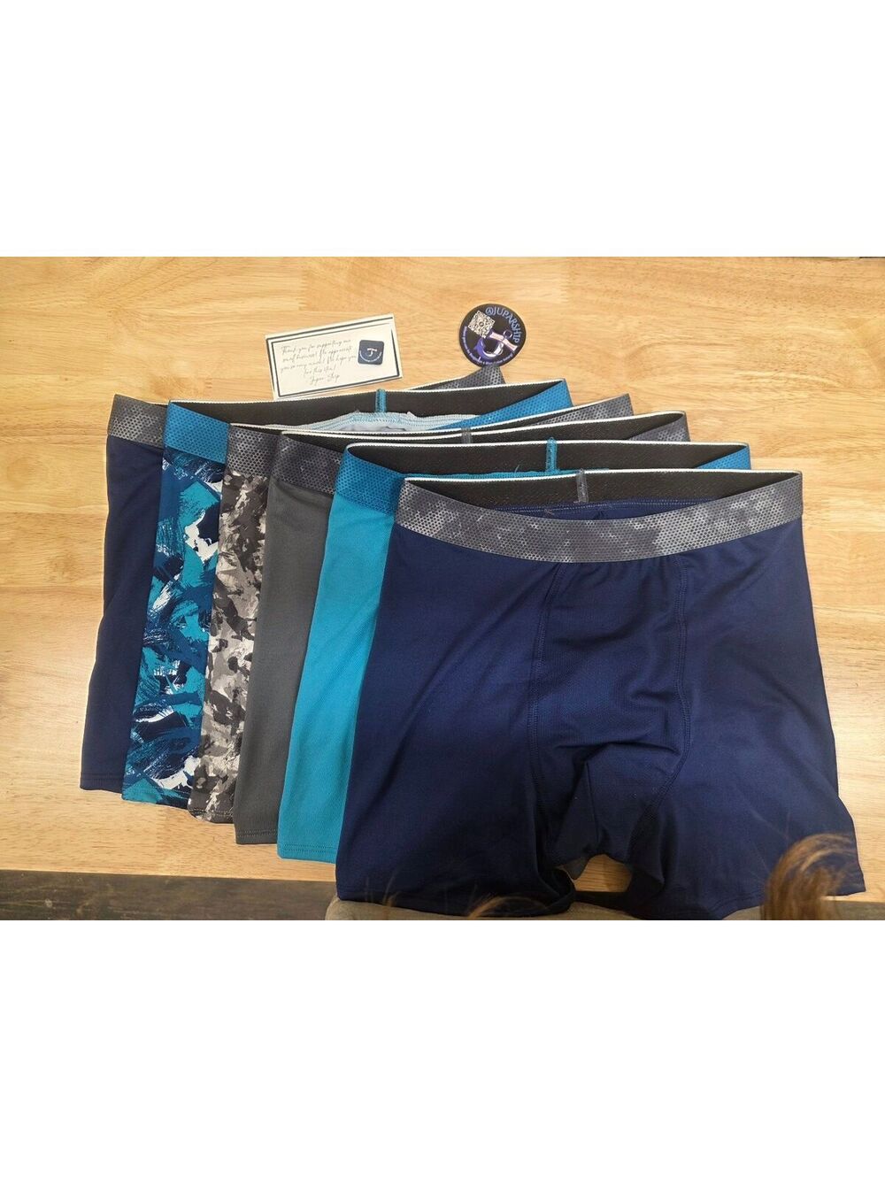 Hanes Boys Performance Boxer Briefs 6 Pack Blue Grey Tween Underwear L